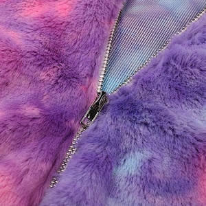 YIWU Factory Wholesale Womens Tie Dye Zip-up Sherpa Cropped Hoodies Jacket Pant Set