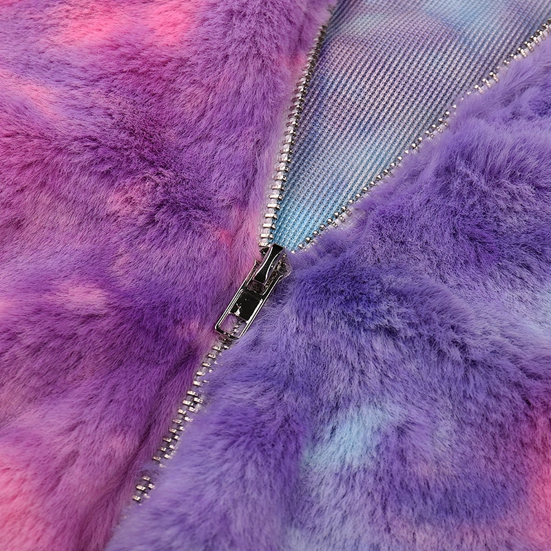YIWU Factory Wholesale Womens Tie Dye Zip-up Sherpa Cropped Hoodies Jacket Pant Set
