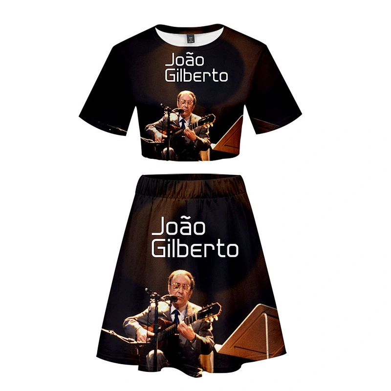 2021new Summer Brazilian singer Joao Gilberto 3D sexy midriff-baring short sleeve + short skirt suit