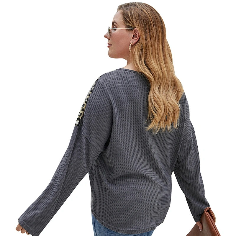 Amazon top seller Women Plus Size Leopard Print Knitwear Sweater Tops Long Sleeve Pullover Shirts