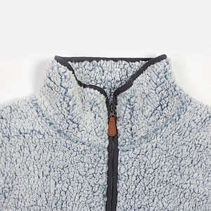 Amazon Hot Winter Warm Teddy Coat Sweatshirt Quarter Zip Stand Collar Sherpa Fleece Pullover with Pocket
