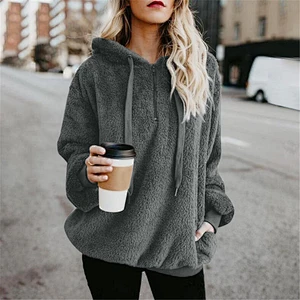 2020 Hot Sale Long Sleeve Hooded Solid Color Women's Sweater