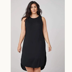 2021 New BASICS Plus Split Hem Solid Tank Dress
