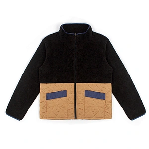 2021 Amazon Hot Winter Warm Teddy Coat Full Zip Up Patchwork Sherpa Fleece Pullover with Pocket