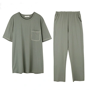 2021 New bamboo pajamas fiber fashion men's pajamas set