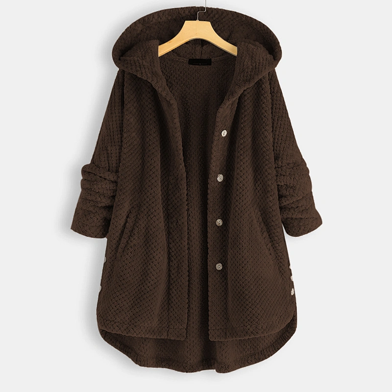 2021 Womens Hooded Sweatshirt Asymmetric Pineapple Sherpa Button Hoodies Pullover