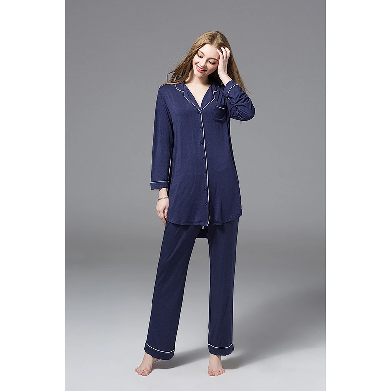 2021Amazon autumn winter pajamas women pajamas cotton pajamas sleepwear comfy soft long button down