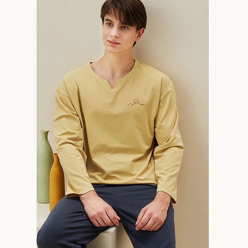 2021 new men pajamas bamboo cotton pajamas casual wear home pajamas set