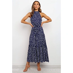 2021Hot style Women's V-neckline strapless dress with flounce stitched tie dress