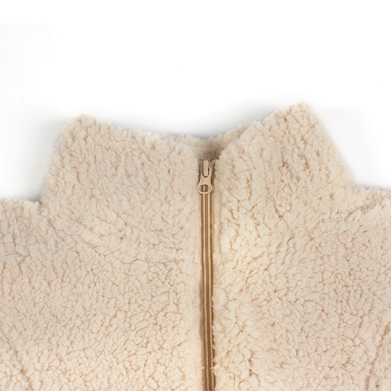 Direct Factory Winter Warm Wool Teddy Coat Sweatshirt Full Zip Up Leopard Print Sherpa Fleece Pullover