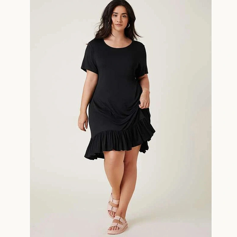 2021 New BASICS Plus Ruffle Hem Smock Dress