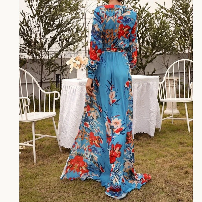 2021 New Arrival Missord Plunging Neck Wrap Hem Belted Floral Dress Sexly Lady Party Evening Dress
