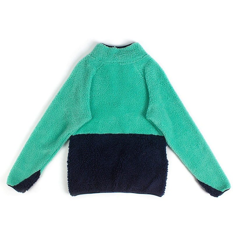 Custom Logo Fuzzy Wool Sweatershirt Quarter Zip Stand Collar Sherpa Fleece Pullover