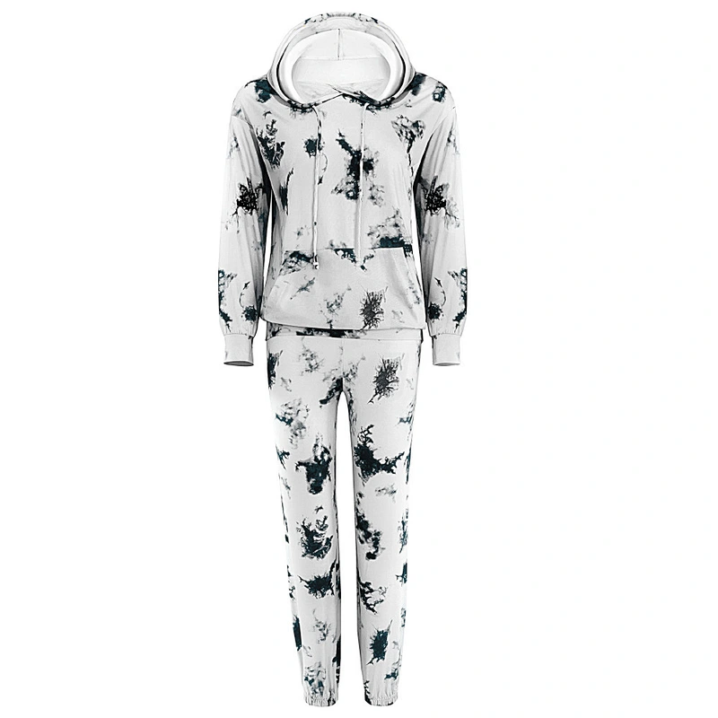 2021Amazon hot style Women Pajamas Set  autumn winter  fashion tie-dyed  casual headset for homewear