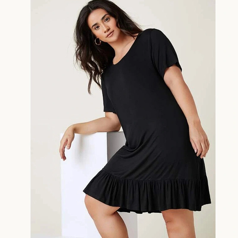 2021 New BASICS Plus Ruffle Hem Smock Dress