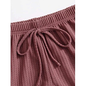 2021new casual wear solid tee with knot shorts loungewear set