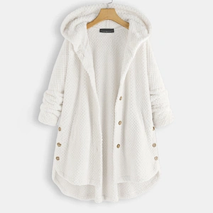 2021 Womens Hooded Sweatshirt Asymmetric Pineapple Sherpa Button Hoodies Pullover
