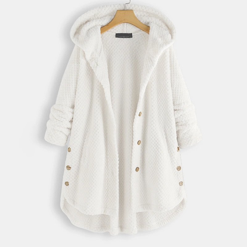 2021 Womens Hooded Sweatshirt Asymmetric Pineapple Sherpa Button Hoodies Pullover