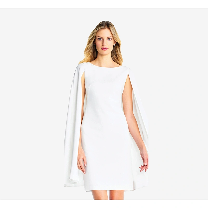 2021 New Arrival Evening Dress  Structured Cape Sheath Dress In Ivory Lady Dress