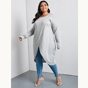 2021 New Plus Wrap Tulip Hem Tee