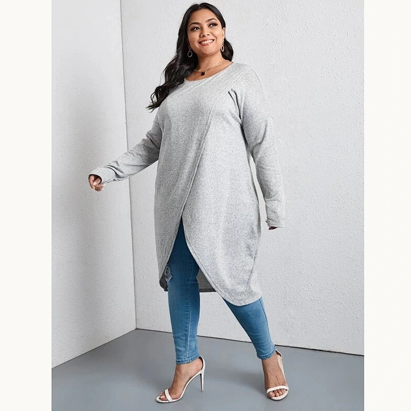 2021 New Plus Wrap Tulip Hem Tee
