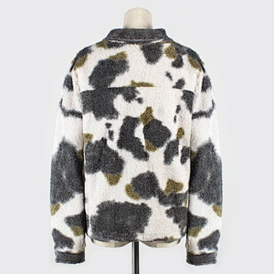 Womens Long Sleeve Turn-down Collar Jacket Outwear, Polar Fleece Lined Sherpa Full Zipper Pullover with Front Pocket