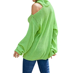 Factory Direct Women's Off Shoulder Sweater Long Sleeve Loose Pullover Knit Jumper