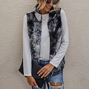 Custom design Women Sleeveless Jacket Outwear Full Zipper Patchwork Sherpa Fleece Vest