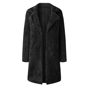 Women's Winter Warm Fuzzy Fleece Lapel Open Front Long Cardigan Coat Faux Fur Outwear Pullover