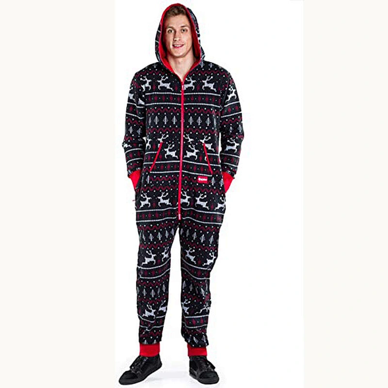 2021new onesize pajamas  Fair Isle Reindeer Jumpsuit  Christmas pajamas for man