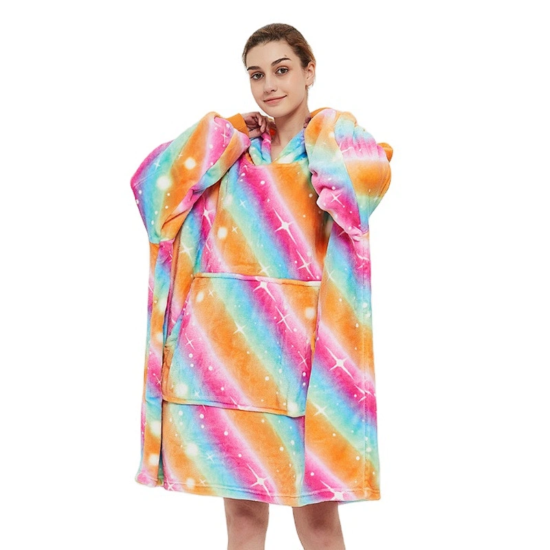 Amazon Hot Selling Comfy Soft Sweatshirt Blanket Oversize Hoodie Sherpa Fleece TV Blanket with Kangaroo Pocket