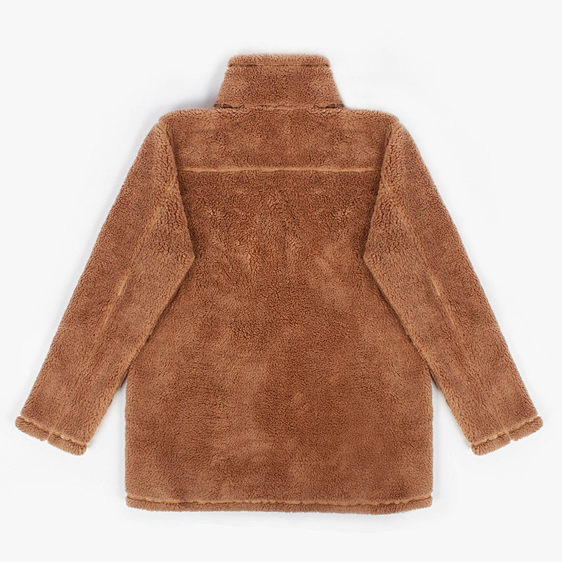 Womens Long Sleeve Wool Teddy Coat Polar Fleece Sweatshirt, 1/2 Zipper Sherpa Fleece Pullover