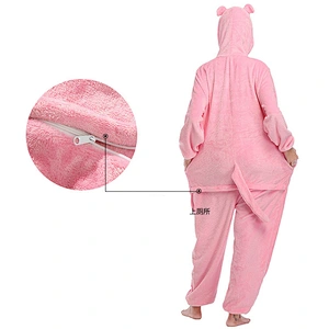 2021wholesale new flannel onesie pajamas cartoon pajamas 3D pink panther lovely animal pajamas set
