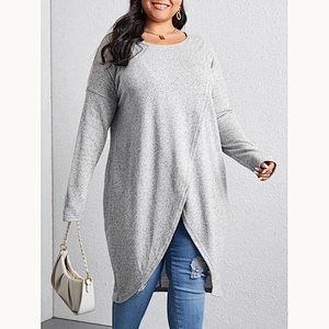 2021 New Plus Wrap Tulip Hem Tee