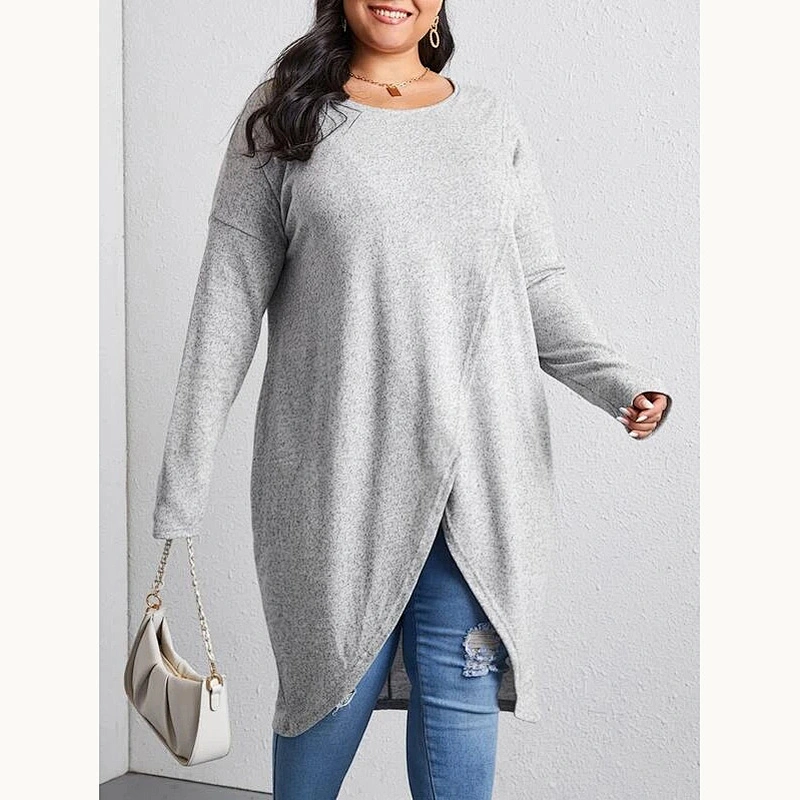 2021 New Plus Wrap Tulip Hem Tee