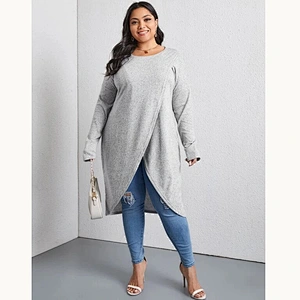 2021 New Plus Wrap Tulip Hem Tee