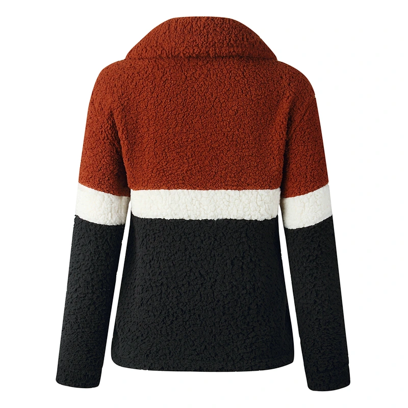 2021 Amazon Winter Warm Full Zipper Jacket Streetwear Patchwork Sherpa Fleece Jacket Pullover