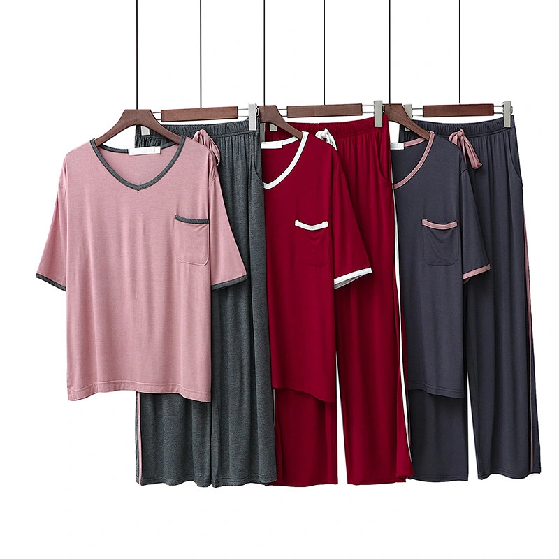 2021 Cotton Pajamas for Women Summer Autumn Short Sleeve Trousers Korean Edition Loose Casual
