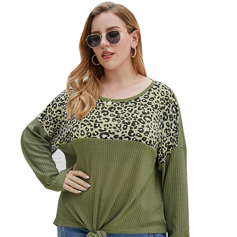Amazon top seller Women Plus Size Leopard Print Knitwear Sweater Tops Long Sleeve Pullover Shirts