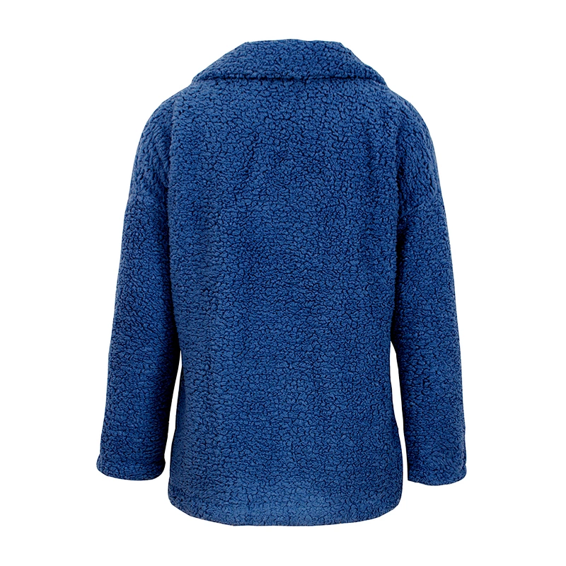 Womens Wool Leopard Pattern Full Zipper Two Side Pocket Sherpa Fleece Hoodies Pullover