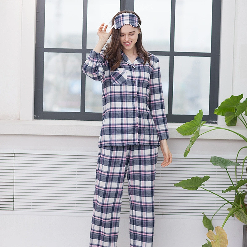 2021 Spring Autumn Amazon Mr and Mrs Couples Plaid Pajamas Holiday Robe Pajamas Sets