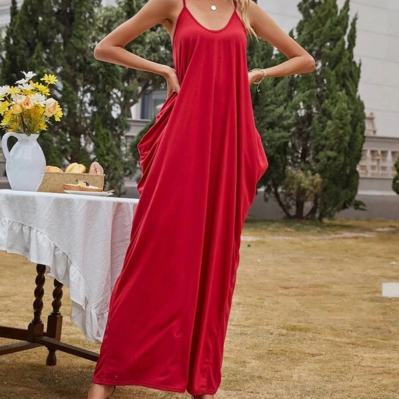 2021 New Arrival Draped Solid Maxi Ca mi Dress Party Ladies Party  Dress