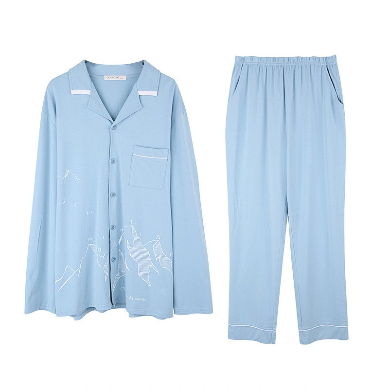 2021Spring men's pyjamas bamboo cotton comfortable casual wear