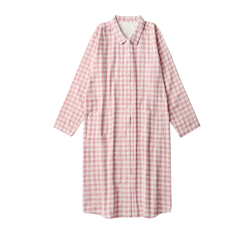 2021 new cotton women's thin pajamas long dress Casual Comfortable blouse with short sleeves sleepwear