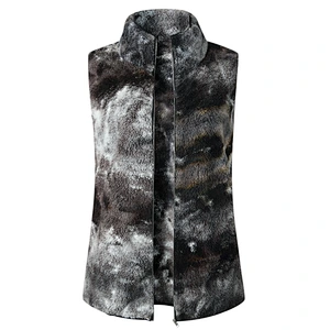 Custom design Women Sleeveless Jacket Outwear Full Zipper Patchwork Sherpa Fleece Vest