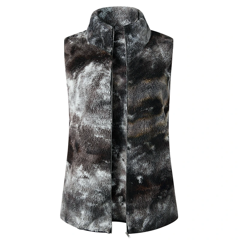 Custom design Women Sleeveless Jacket Outwear Full Zipper Patchwork Sherpa Fleece Vest