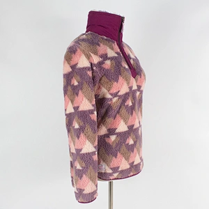 Customized Unique Desgin Quarter Zip Geometric Pattern Asymmetric Sherpa Fleece Pullover