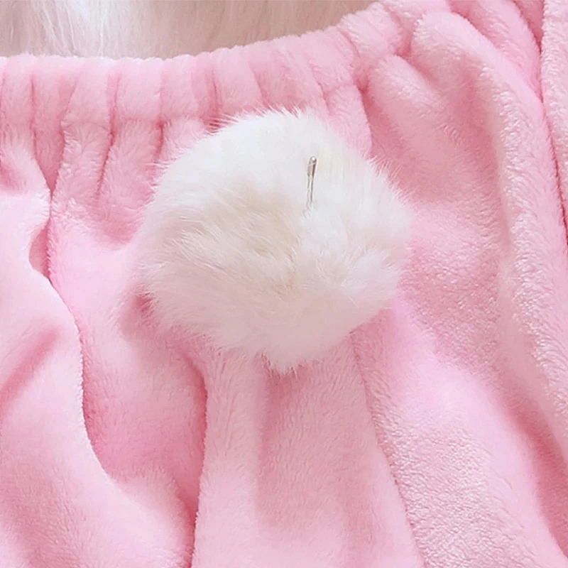 2021 New Puppy Bunny Ears Plush Embroidery Detachable Fuzzy Ball Pajamas Set