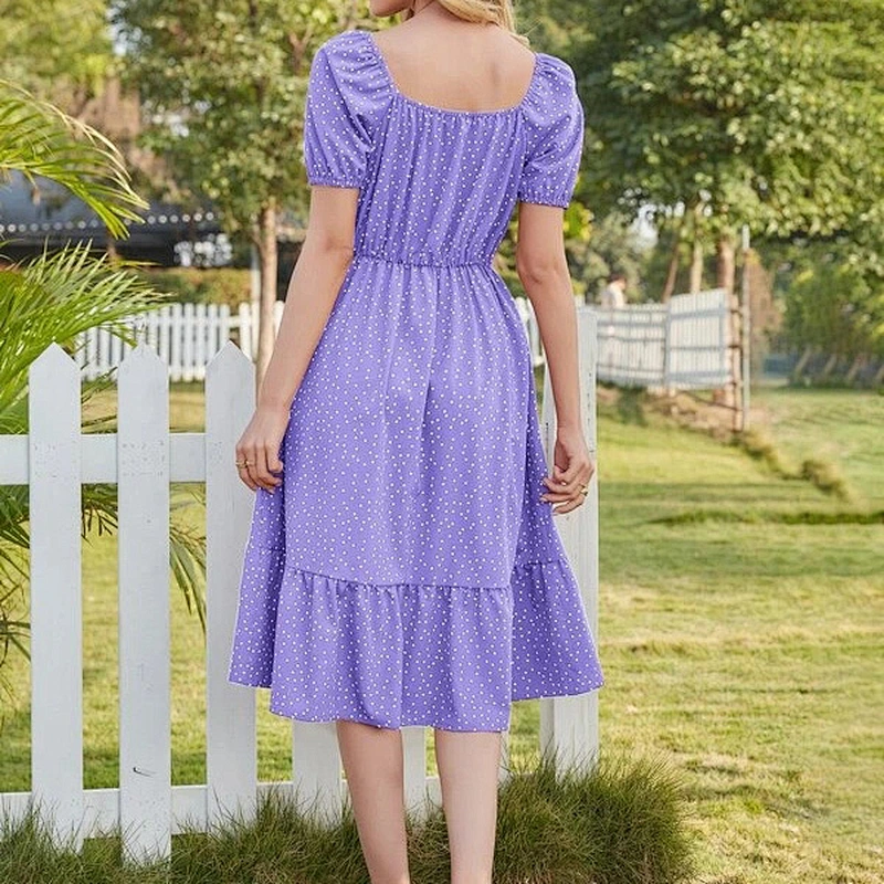 2021 New Arrival Polka Dot Ruffle Hem A-line Dress Street Style Dress