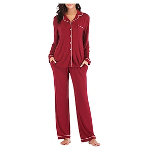 2021Amazon Pajamas for Women Lounge Set Cotton Sleepwear Comfy Soft Long Button Down Lingerie Cotton Nightwear